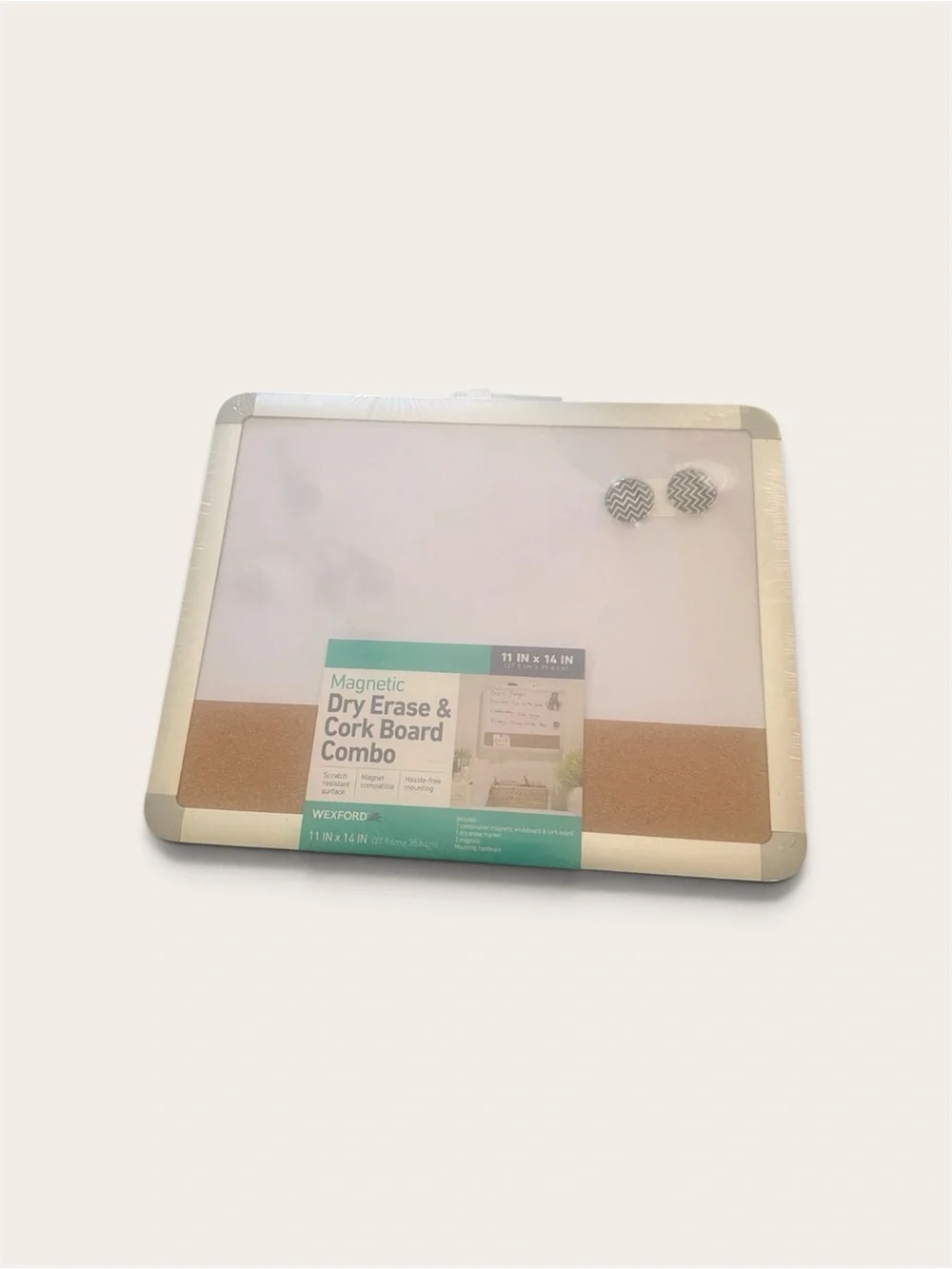 Wexford Magnetic Dry Erase & Cork Board Combo - White & Brown